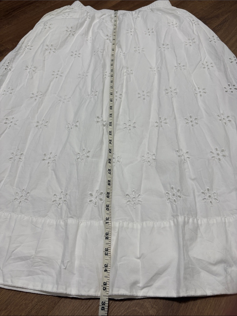 A New Day Poplin Cotton White Eyelet Maxi Skirt Size Medium - Picture 8 of 8